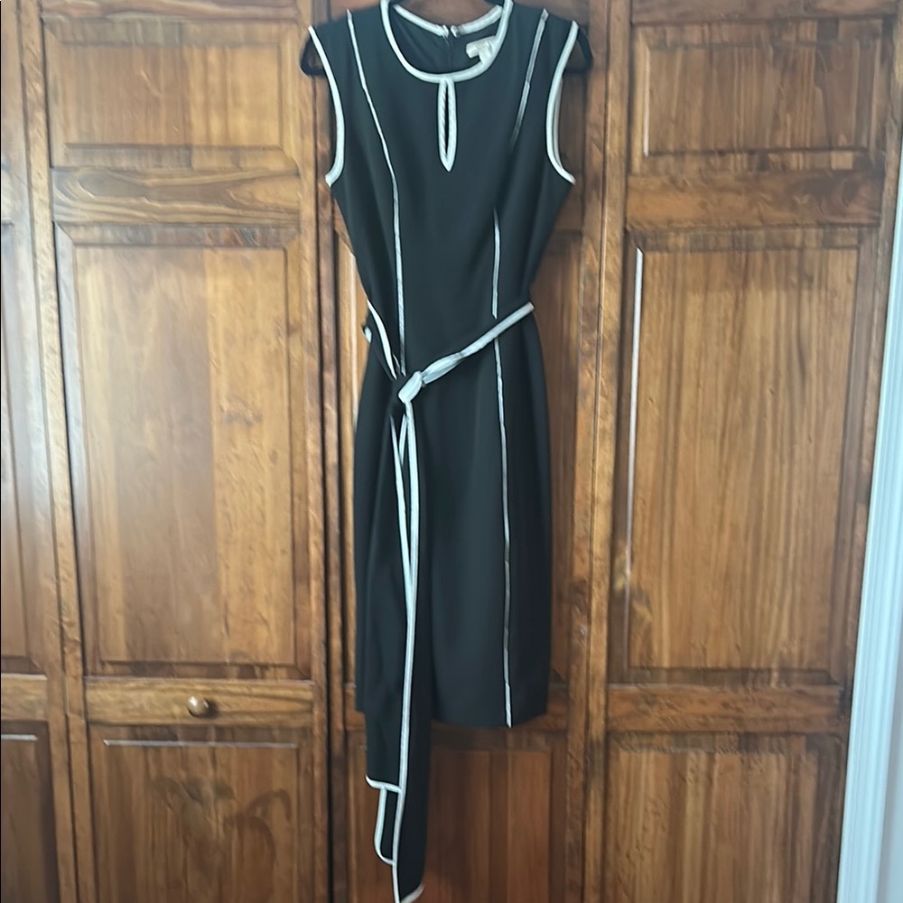 Elegant Black Dress with White Accents